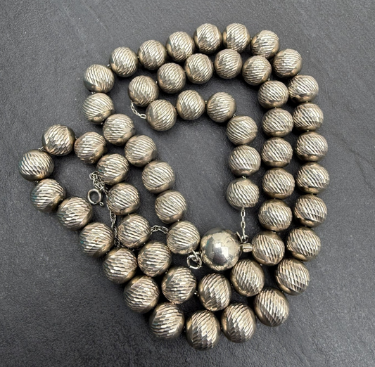 Gorgeous Textured Sterling Silver Beaded Necklace1
