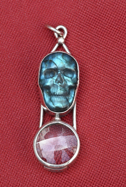 Stunning Sterling Silver Southwest Jewelers Loupe W/ Labradorite Skull1