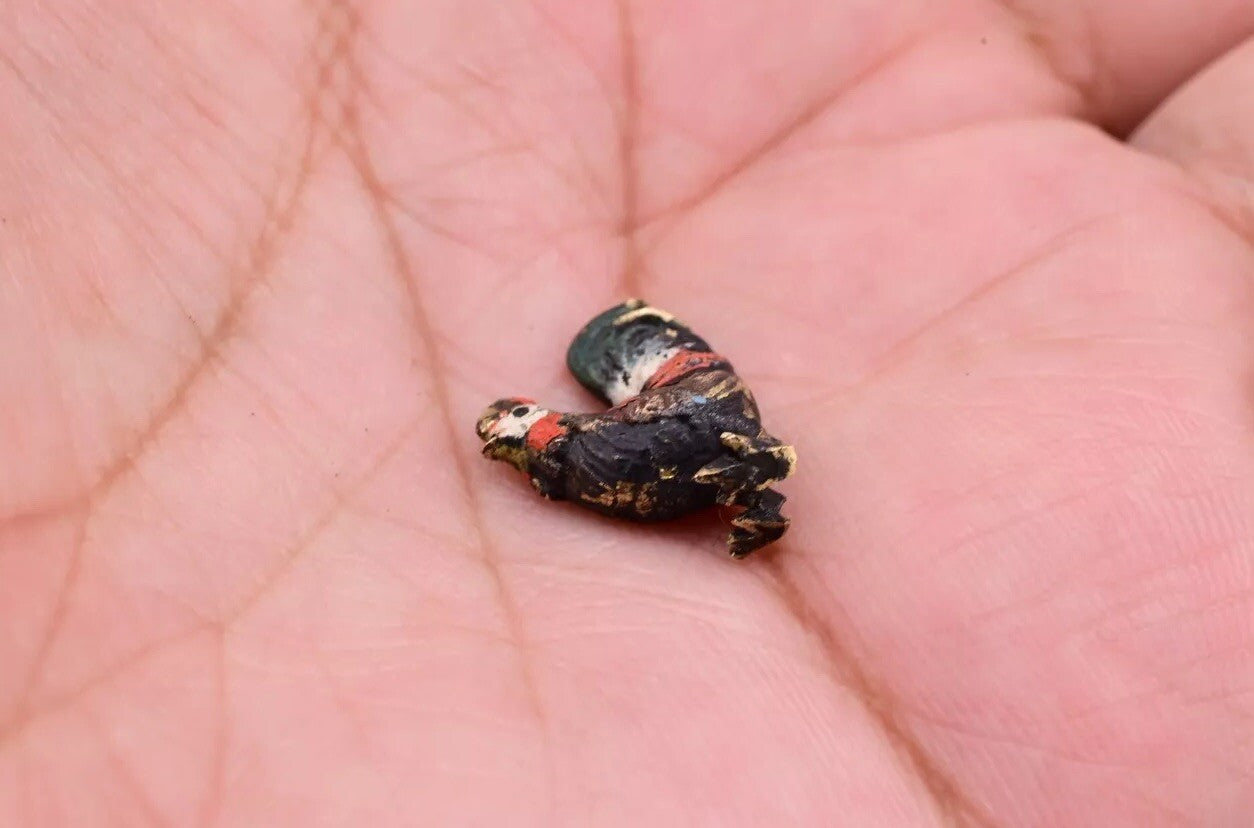 Very Tiny Antique Austrian Vienna Cold Painted Bronze Figure of Miniature Roost8