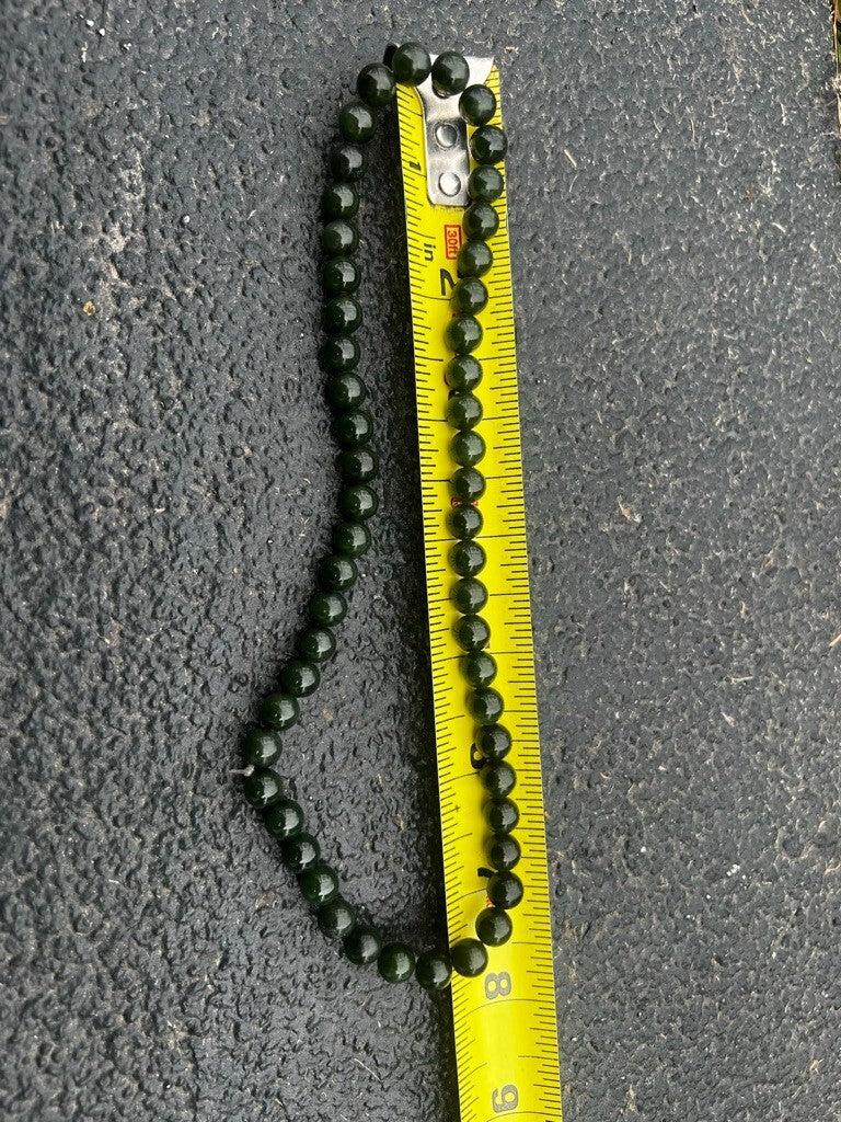 Antique / Vintage Spinach Natural Green Jade Beaded Necklace19
