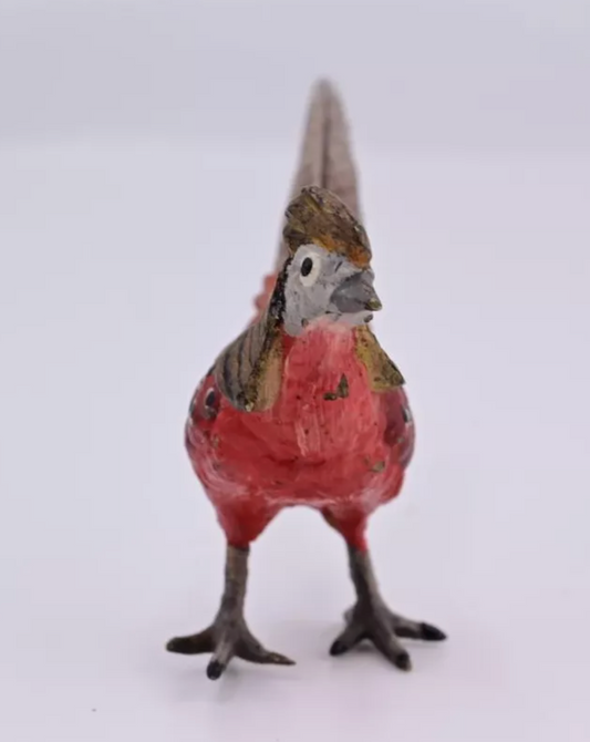 Miniature Antique Austrian Vienna Cold Painted Bronze Figure of Golden Pheasant1