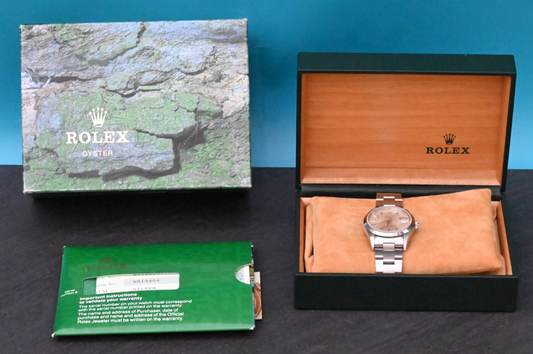 34mm Mid-1990s Rolex Oyster Perpetual Date Silver Dial Stainless Steel 152001