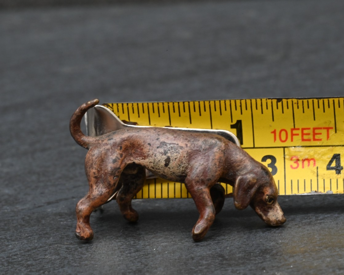 Cute Antique Austrian Vienna Cold Painted Bronze Figure of Dachshund Puppy3