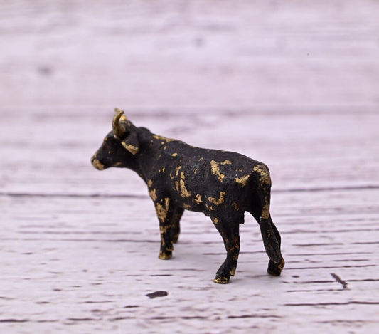Small Early Antique Cold Painted Austrian Vienna Bronze Black Bull1