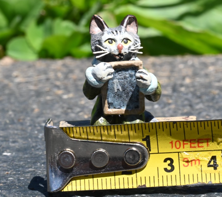 Fun Austrian Vienna Cold Painted Bronze Figure of Student Kitty Cat with an A6