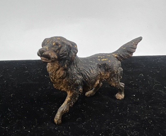 Antique Early 1900s Austrian Vienna Cold Painted Solid Bronze Black Labrador Dog1