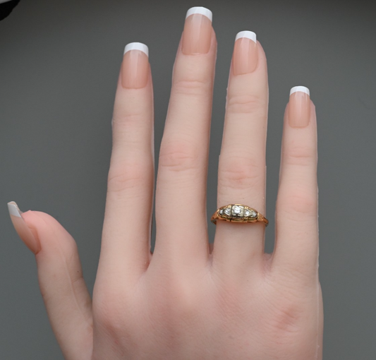 Awesome Antique Two Tone 14k Gold Art Deco Ring with Natural Round Diamonds1