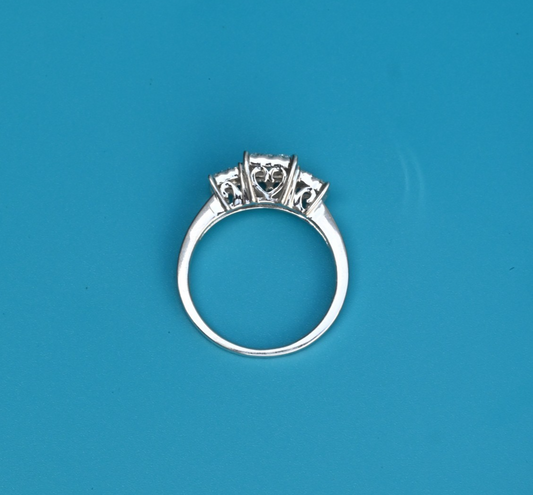Beautiful Square Cluster Three Stone Diamond Engagement Ring 14K White Gold1
