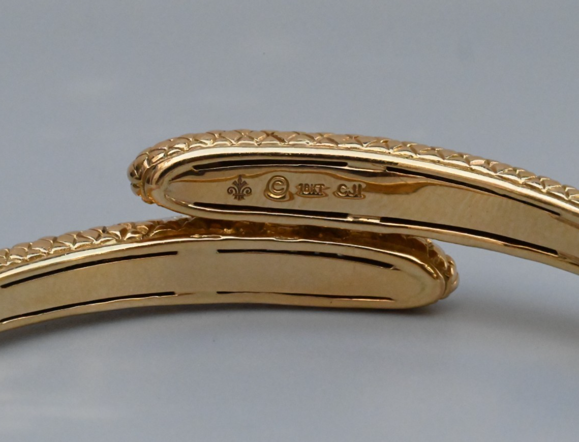 Stunning 18K Gold & Natural Diamonds Snake Bracelet Designer Andrea Candela CJI6