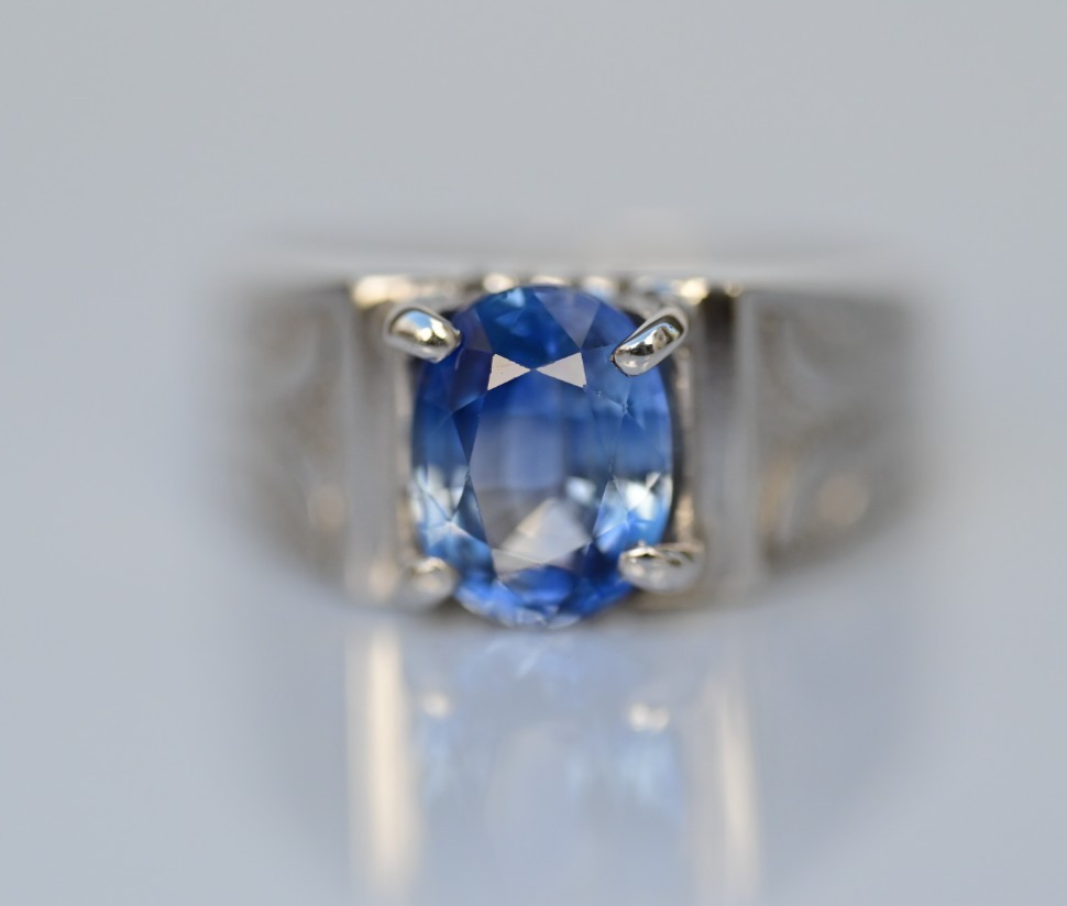 Gorgeous 18K White Gold with 2 ct Vivid Natural Blue Sapphire Ring7