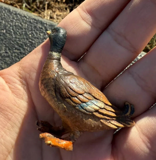 Lovely Antique Austrian Vienna Cold Painted Bronze Figure of Miniature Duck1