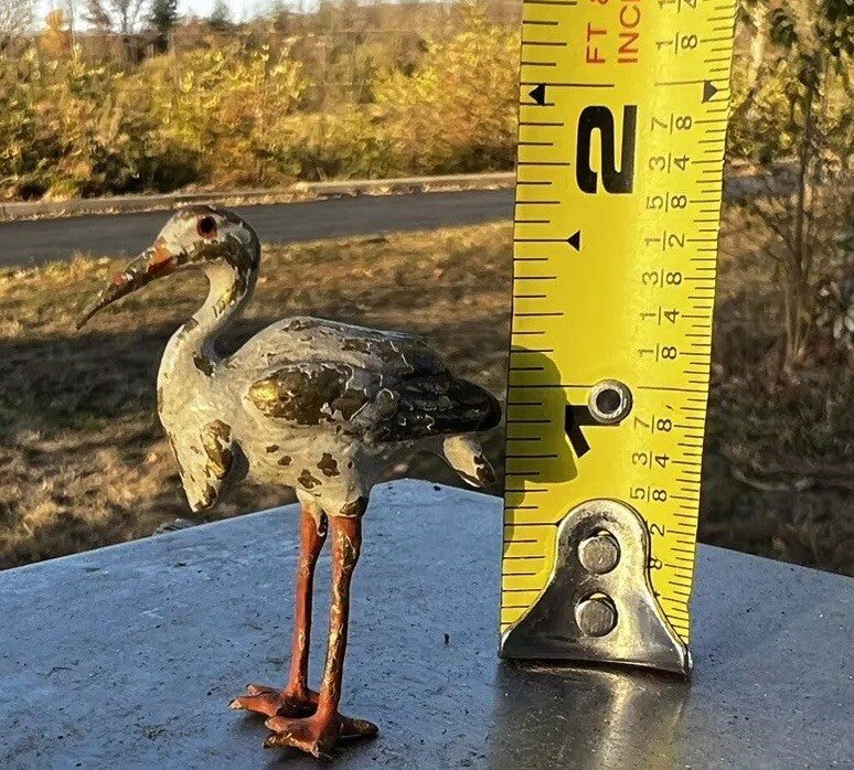 Antique Austrian Vienna Cold Painted Bronze Figure of Stork Bird2