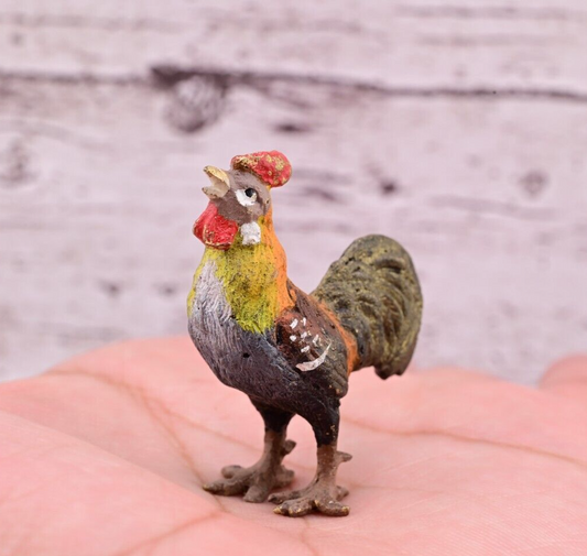 Gorgeous Antique Austrian Vienna Cold Painted Bronze Figure of Rooster1