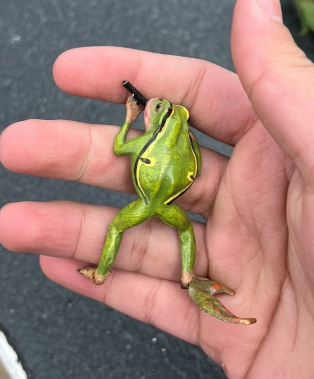 Cute Vintage 20th C. Austrian Vienna Cold Painted Musical Frog Flautist5