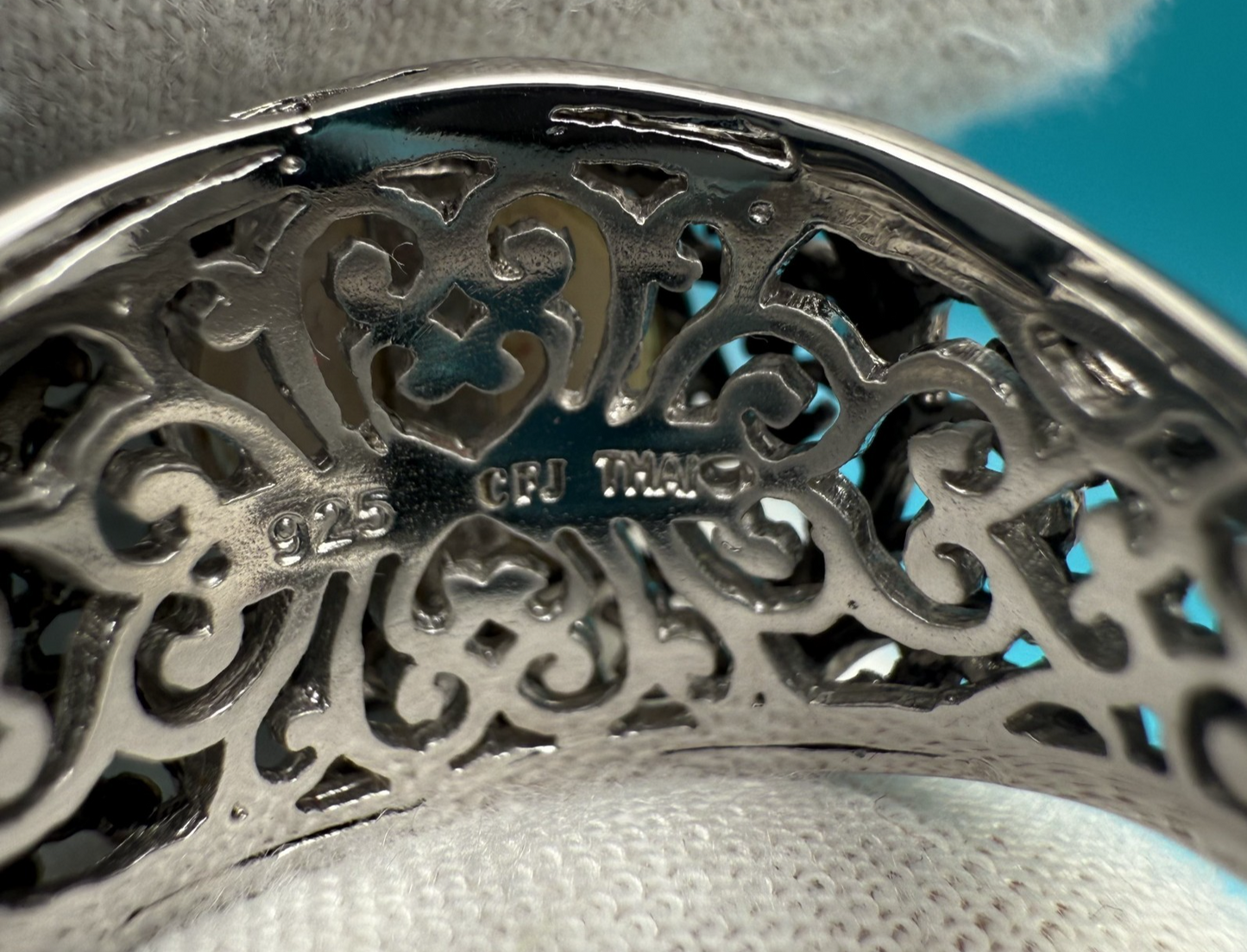 Gorgeous Sterling Silver Ring with Large Cultured Pearl & Intricate Openwork11
