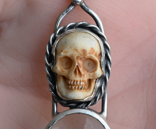 Vintage Signed Sterling Silver Southwest Jewelers Loupe with Human Skull Motif1