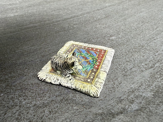 Colorful Austrian Vienna Cold Painted Bronze Figure of Cat on Persian Carpet1