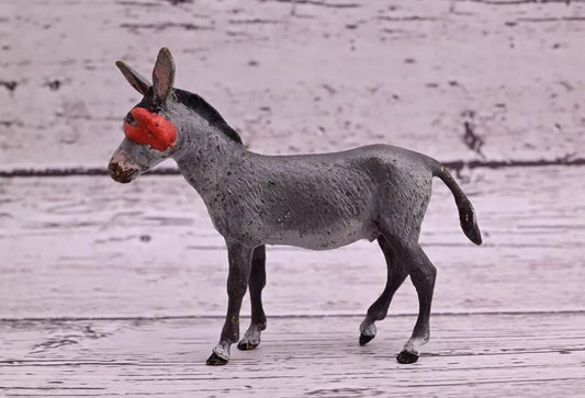 Antique Austrian Vienna Cold Painted Bronze Figure of Donkey with Red Eyepatch1