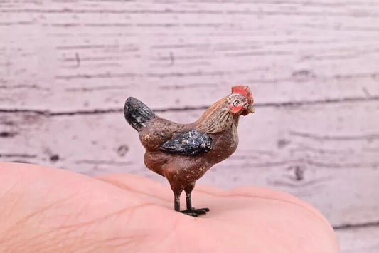 Wonderful Antique Austrian Vienna Cold Painted Bronze Figure of Brown Hen1