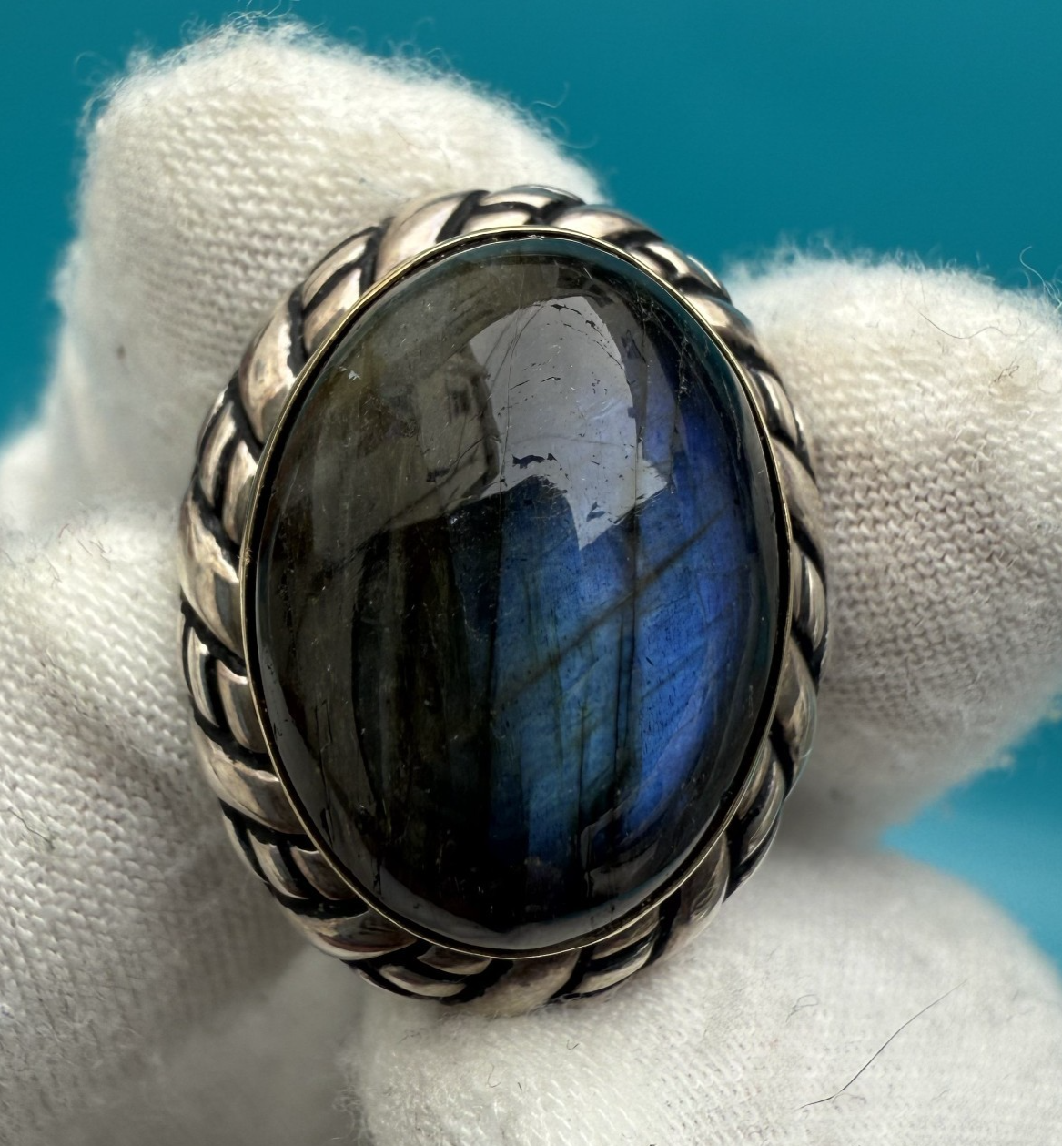 Carolyn Pollack/Relios Sterling Silver & 18k Gold Bezel Set Ring w/ Labradorite8