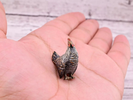 Awesome Antique Austrian Vienna Cold Painted Bronze Figure of Cute Small Chicken1