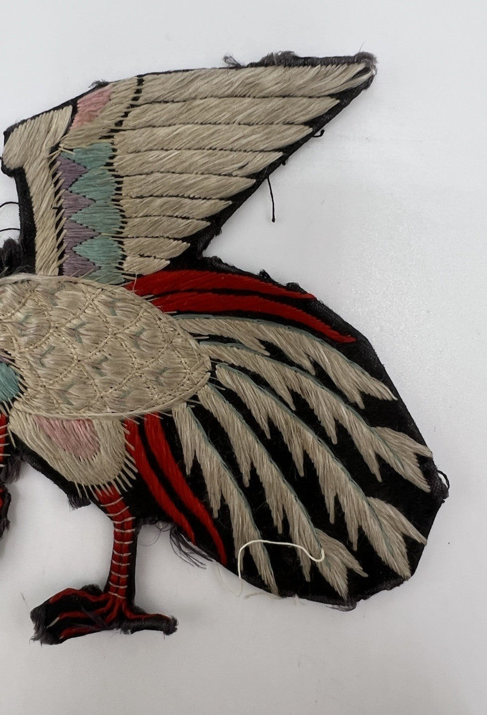 Early Antique Qing Dynasty Chinese Silk Civil Rank Badge Insignia of Bird5