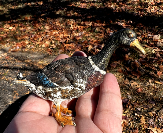 Amazing Antique Austrian Vienna Cold Painted Bronze Figure of Mallard Duck1