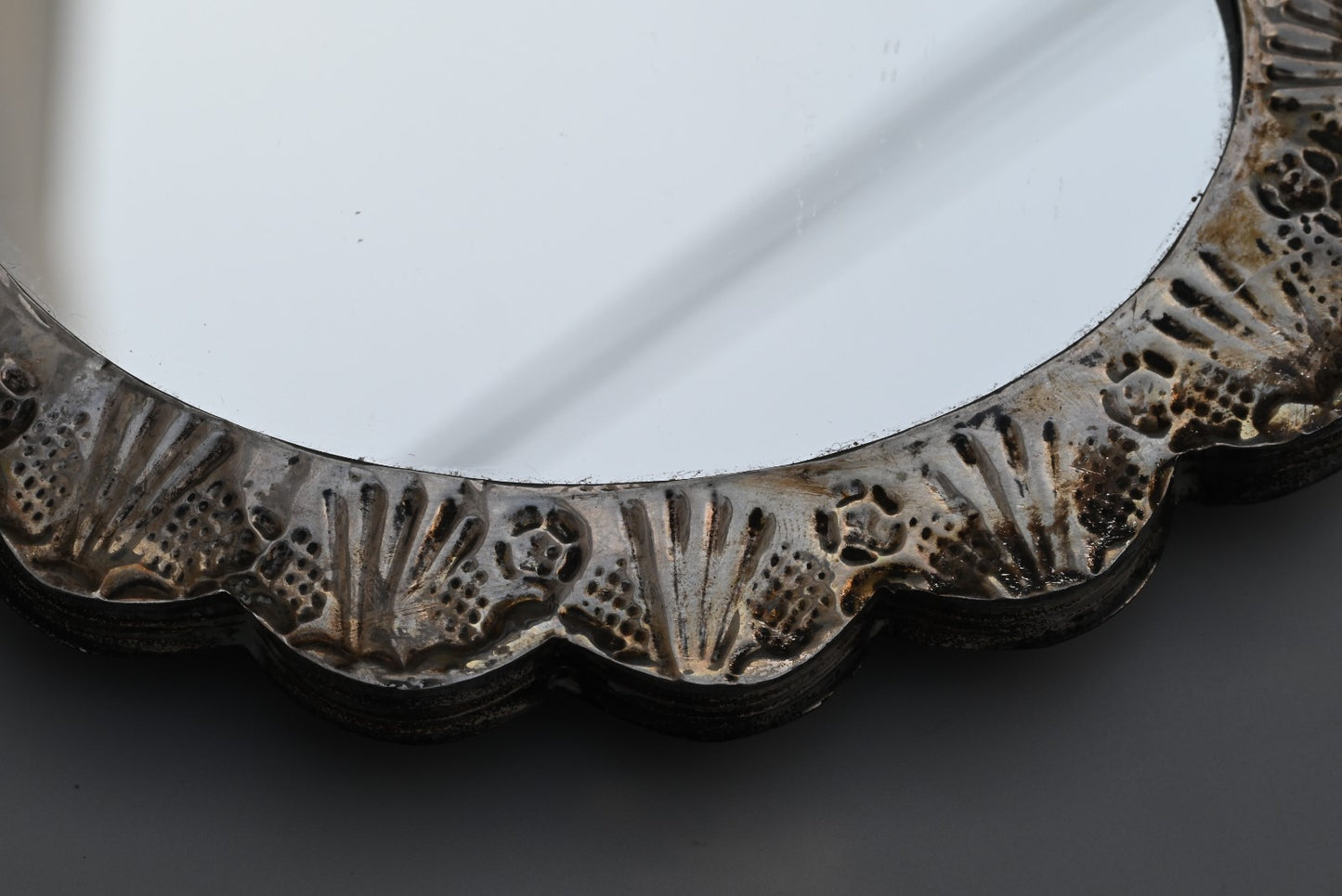 Gorgeous Turkish 900 Silver Wedding Mirror with Repousse Floral Scallop Design4