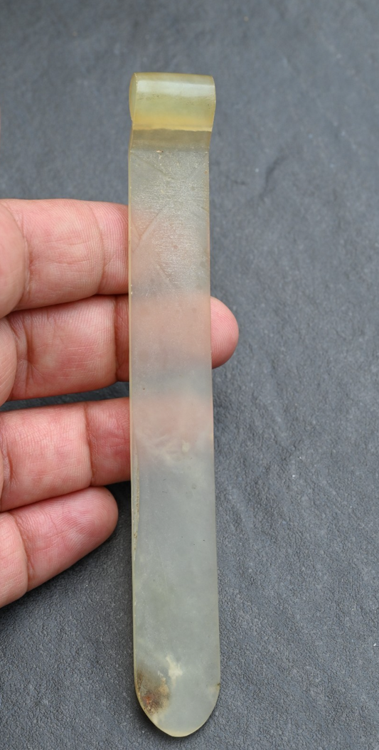 Translucent Chinese Antique Hand Carved Jade Precious Object Hairpin / Brushrest1