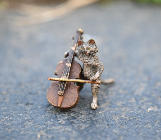 Rare Antique Franz Bergmann Austrian Vienna Cold Painted Bronze Cat Orchestra1