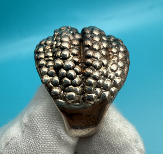 Vintage Textured Weighted Sterling Silver Ring Stamped Israel1