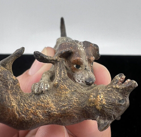 Original Franz Bergman Austrian Bronze Figure of Hunting Dog & Wild Fox Fighting1