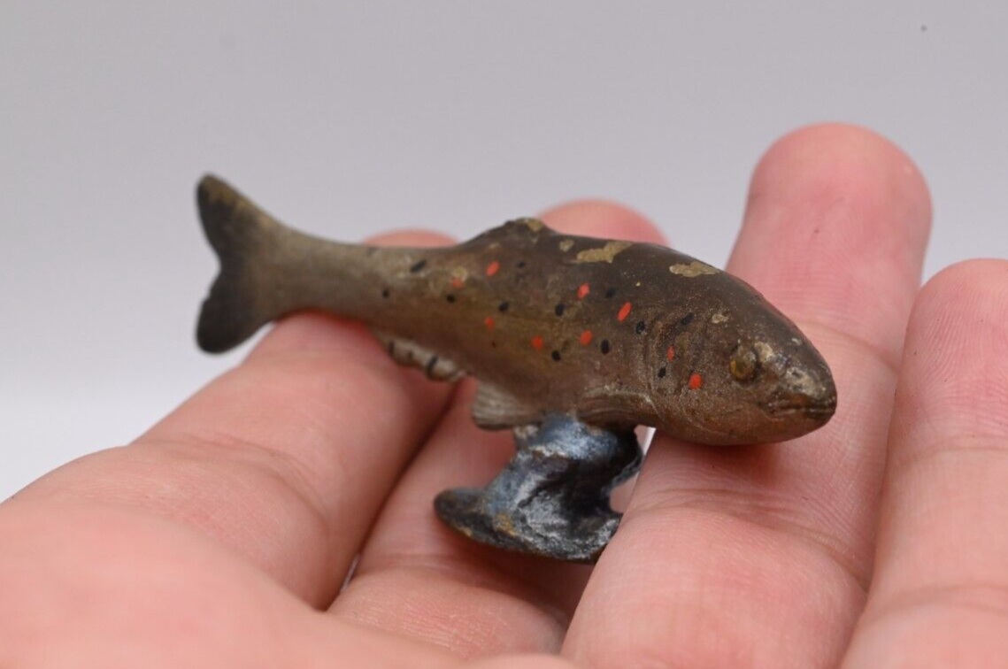 Rare Antique Austrian Vienna Cold Painted Bronze Figure of Fish8