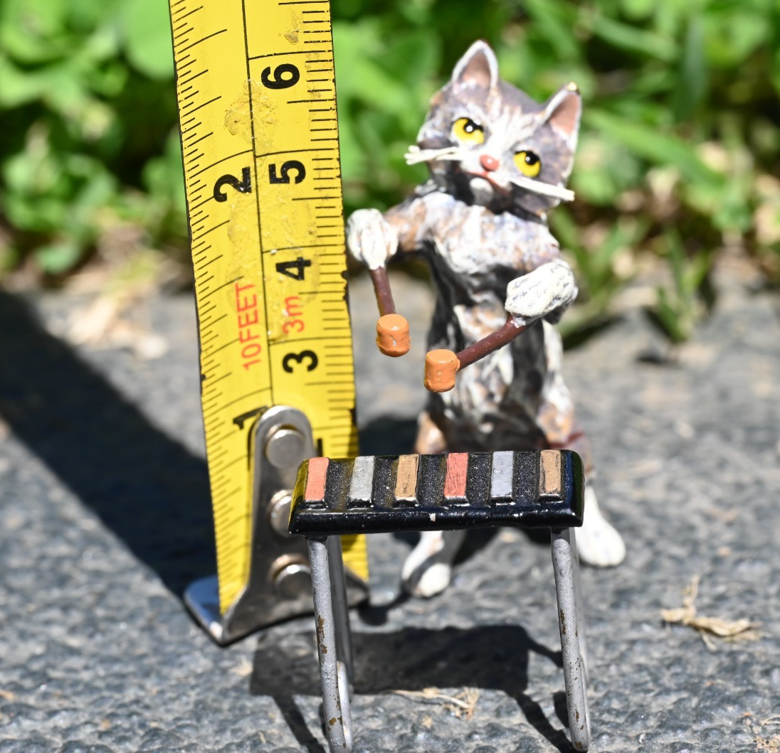 Fritz Bergmann Austrian Vienna Cold Painted Bronze Musical Cat with Xylophone8