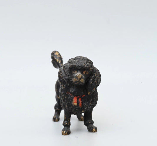 Gorgeous Antique Austrian Vienna Cold Painted Bronze Figure of Black Poodle Dog1
