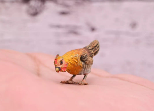 Super Cute Antique Austrian Vienna Cold Painted Bronze Figure of Chicken1