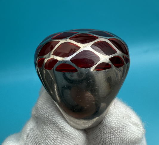 Attractive 925 Sterling Silver & Rich Red Color Dome Ring1