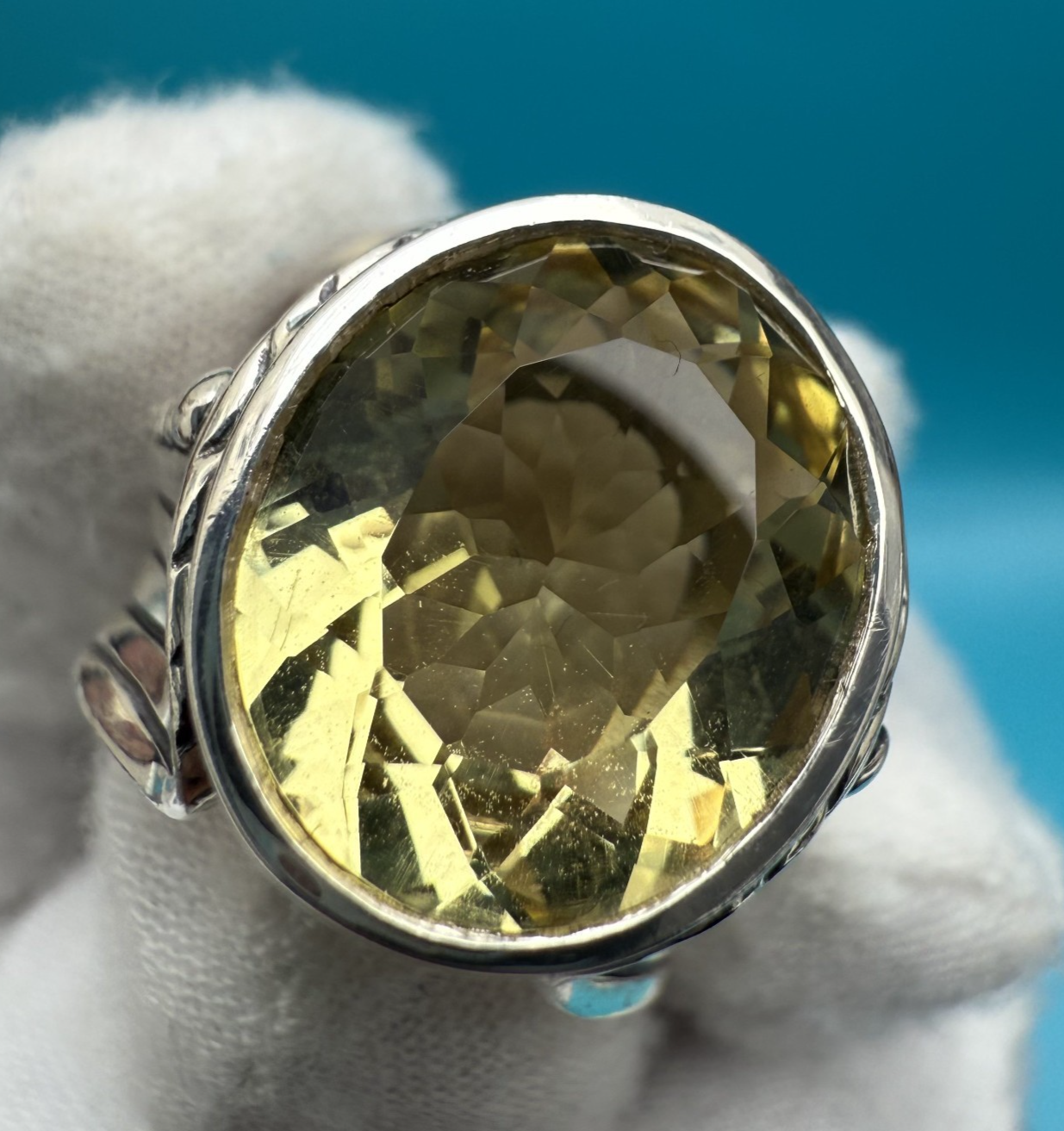 Gorgeous Vintage Elizabeth Rand Sterling Silver Ring w/ Canary Yellow Citrine8