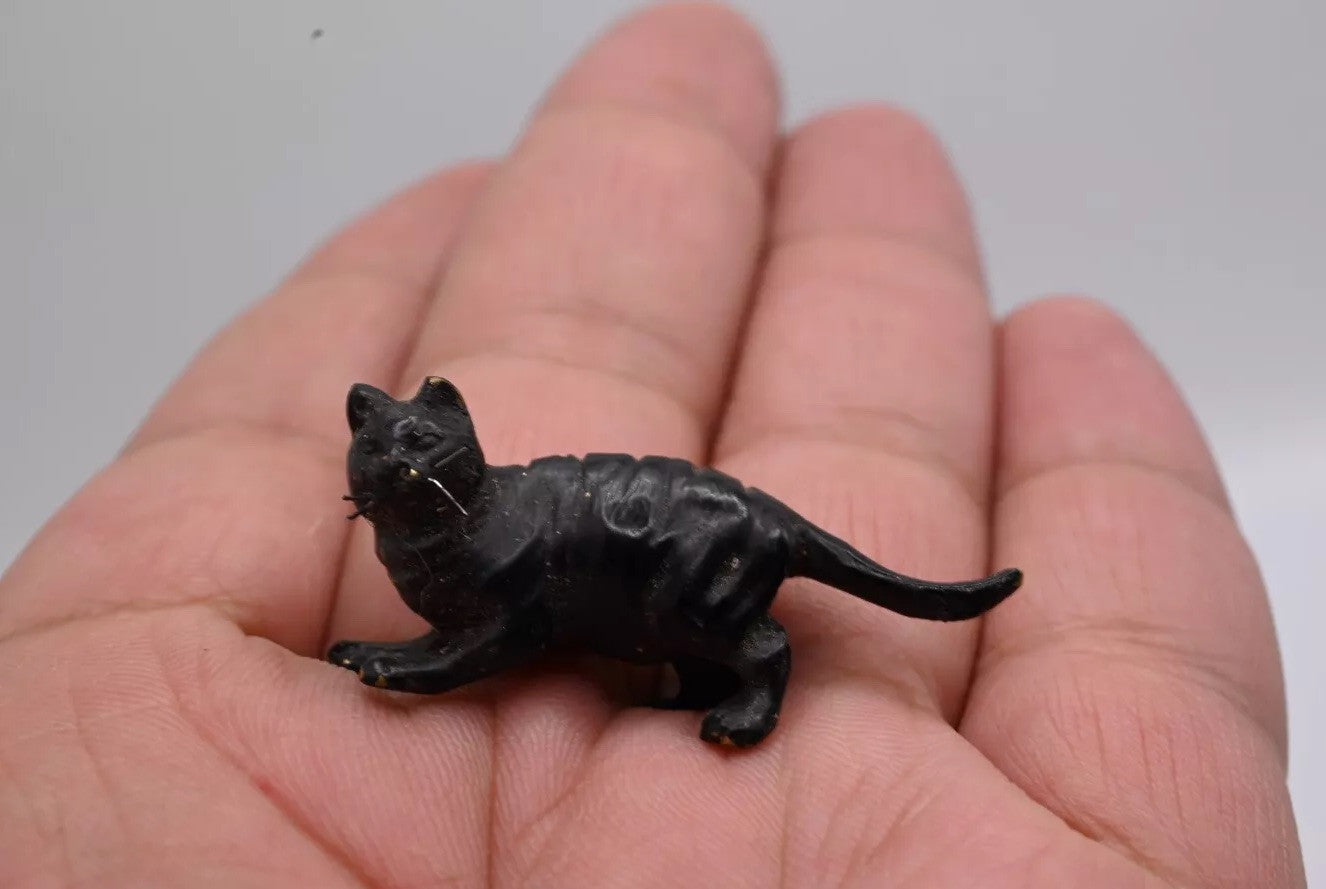 Unique Antique Austrian Vienna Cold Painted Bronze Figure of Black Cat9