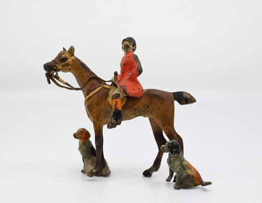 Rare Antique 1900s Austrian Vienna Cold Painted Bronze Fox Hunt Figural Group1