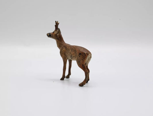 Realistic Antique Austrian Vienna Cold Painted Bronze Figure of Female Deer1