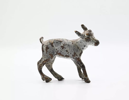 Small Antique Austrian Vienna Cold Painted Bronze Figure of Kid Goat1