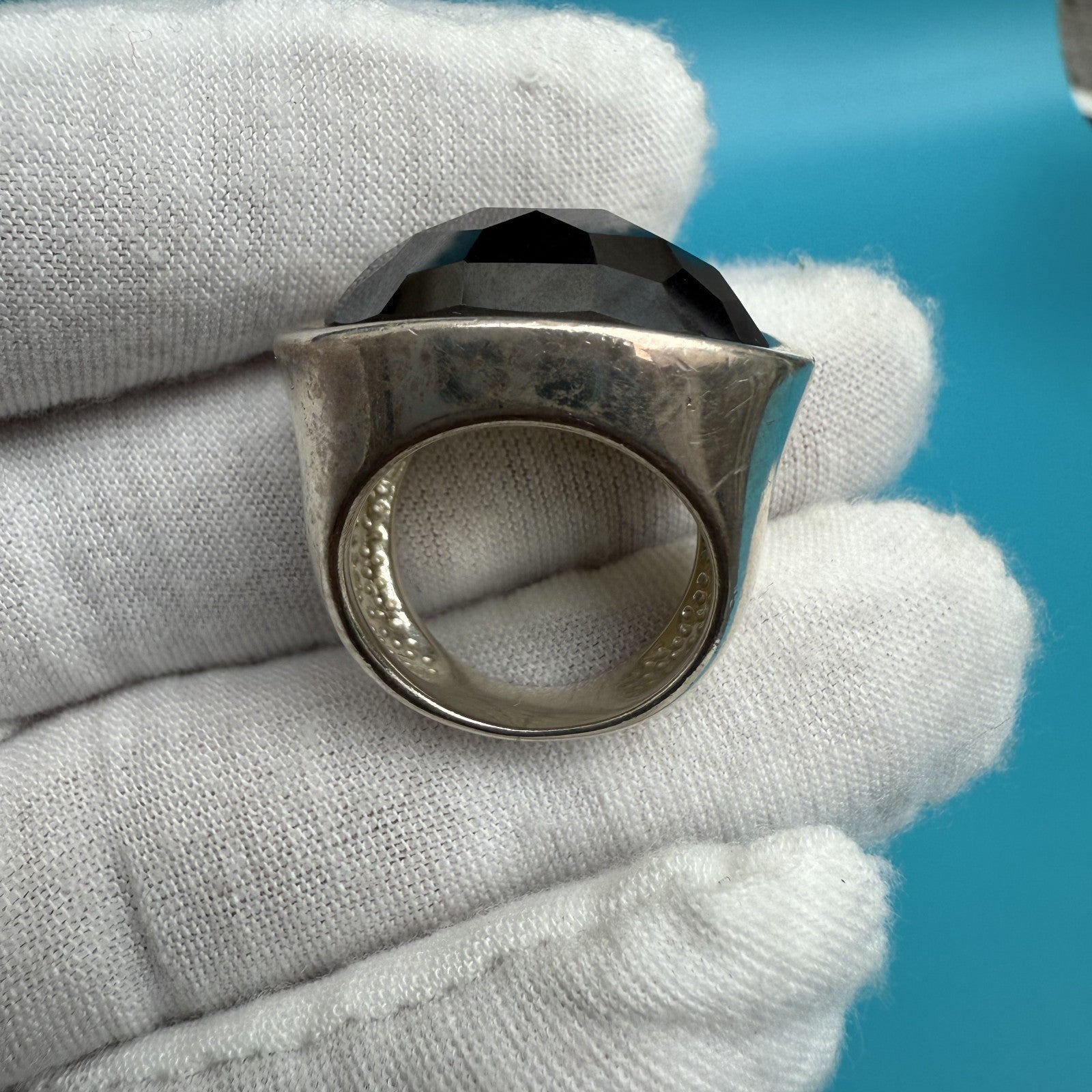 Vintage Robert Lee Morris Studio Sterling Silver Ring w/ Faceted Black Onyx 3