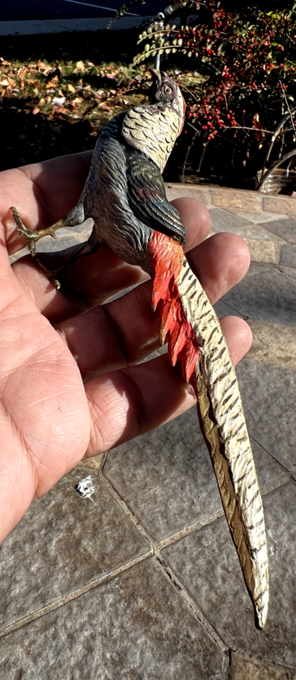 Antique Austrian Vienna Cold Painted Bronze Figure of Amherst Pheasant10