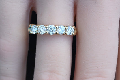 Lovely  14K Yellow Gold 5-Stone Diamond Band Signed MAC1