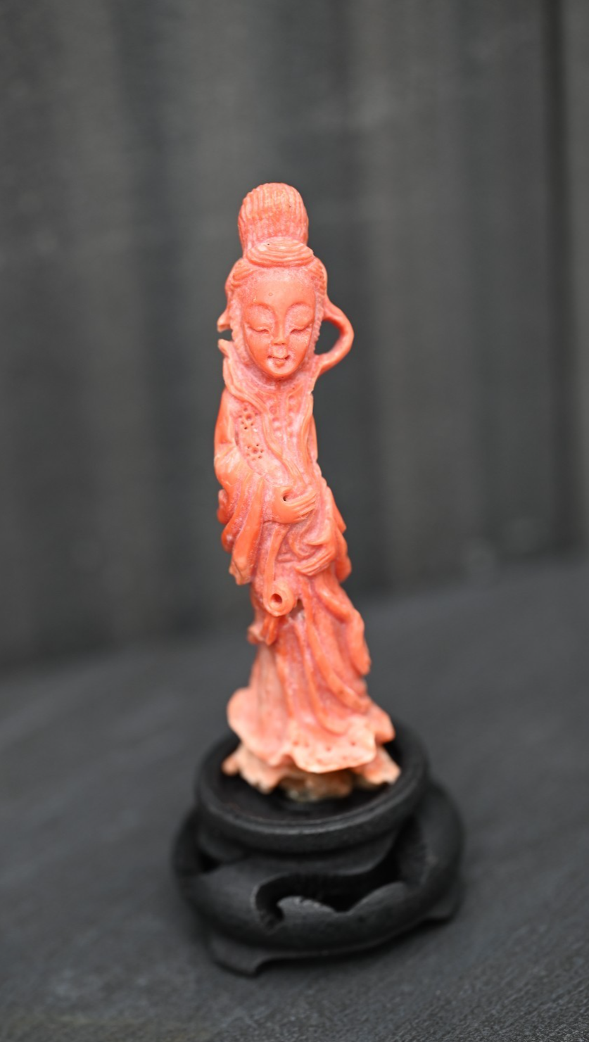 Gorgeous Antique 1900s Natural Carved Coral of Beautiful Woman1