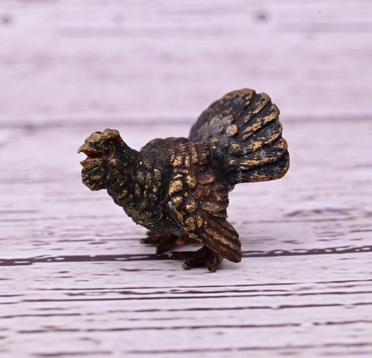 Well Detailed Antique Austrian Vienna Cold Painted Bronze Figure of Turkey0