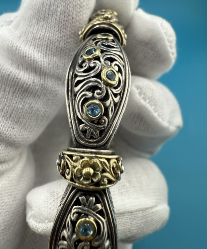 Stunning & Original Konstantino 750 (18K) & Sterling Bracelet with Blue Topaz5
