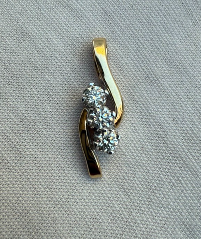 Beautiful 3 Natural Diamond Bypass Pendant In 14k Yellow Gold1
