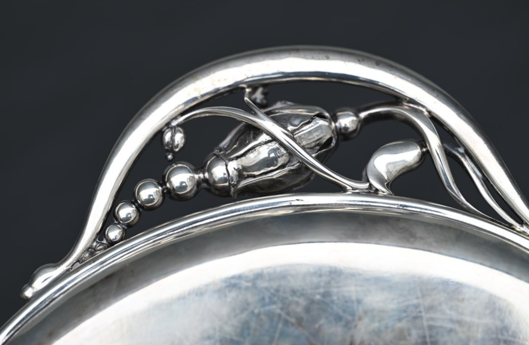 Georg Jensen Sterling Silver 3-Piece Tea / Coffee Set with Blossom Pattern Tray7